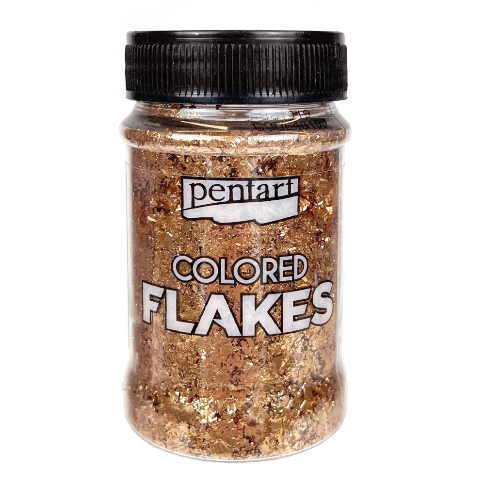 Decor foil in flakes - Pentart - rose gold, 100 ml