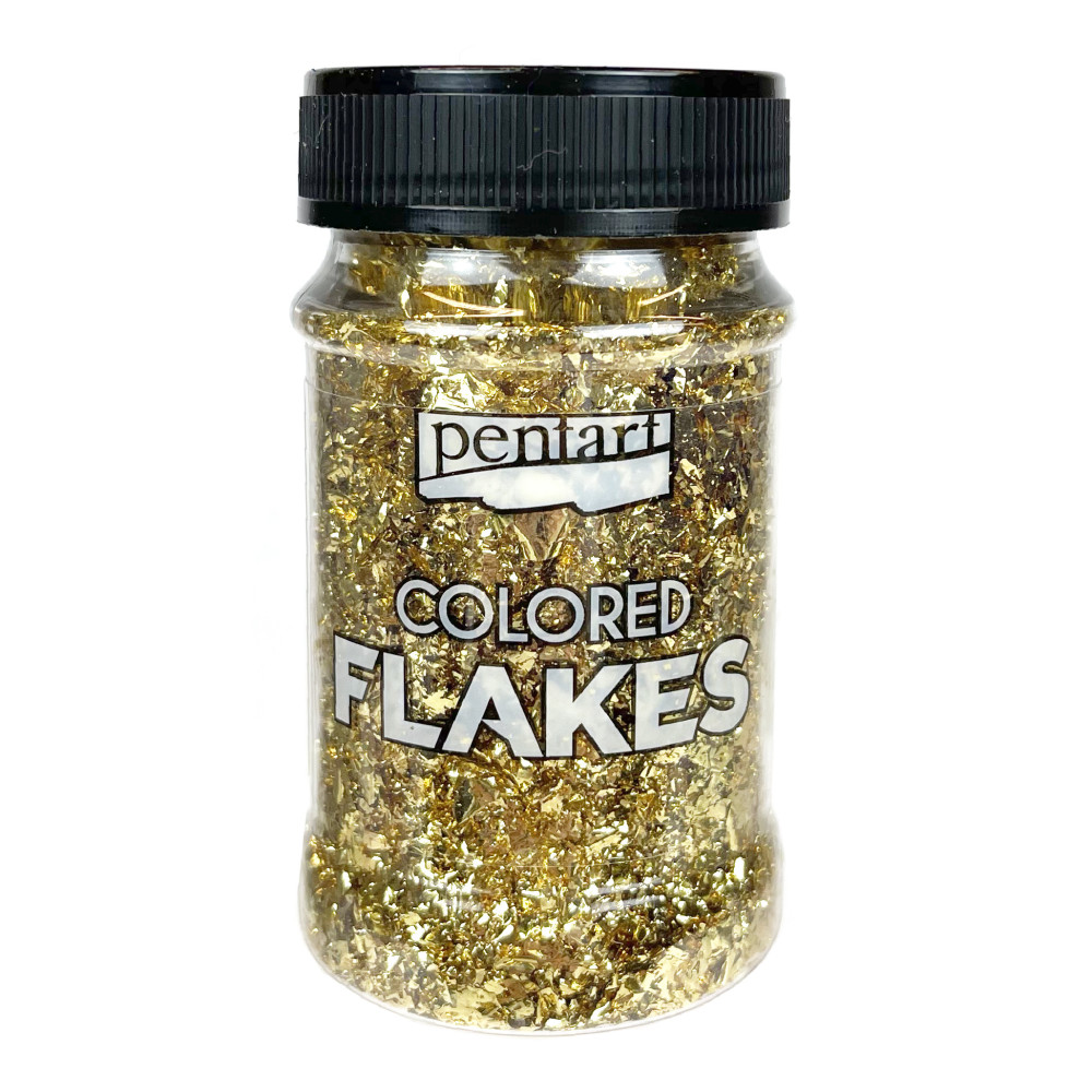 Folia do złoceń w płatkach Colored Flakes - Pentart - barokowe złoto, 100 ml