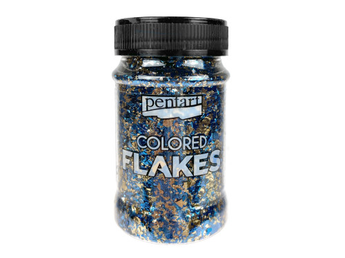Folia do złoceń w płatkach Colored Flakes - Pentart - niebiesko-złota, 100 ml
