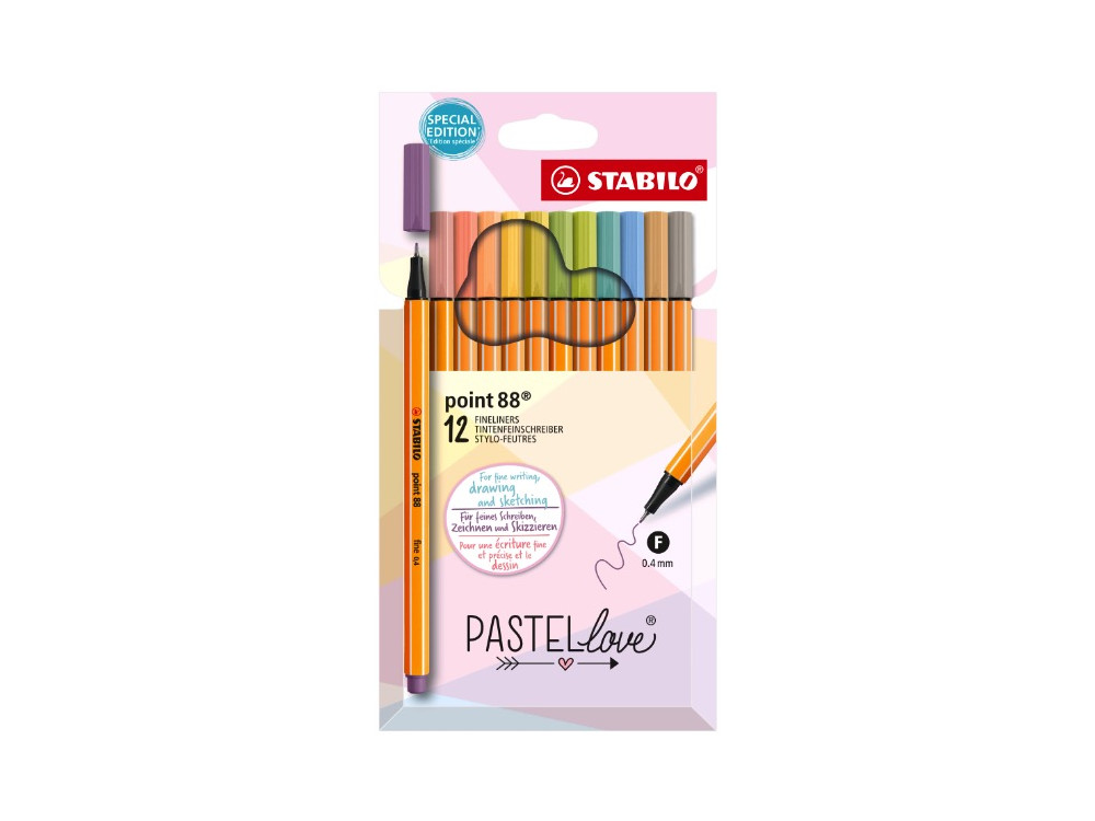 Zestaw cienkopisów Point 88, Pastellove - Stabilo - 12 kolorów