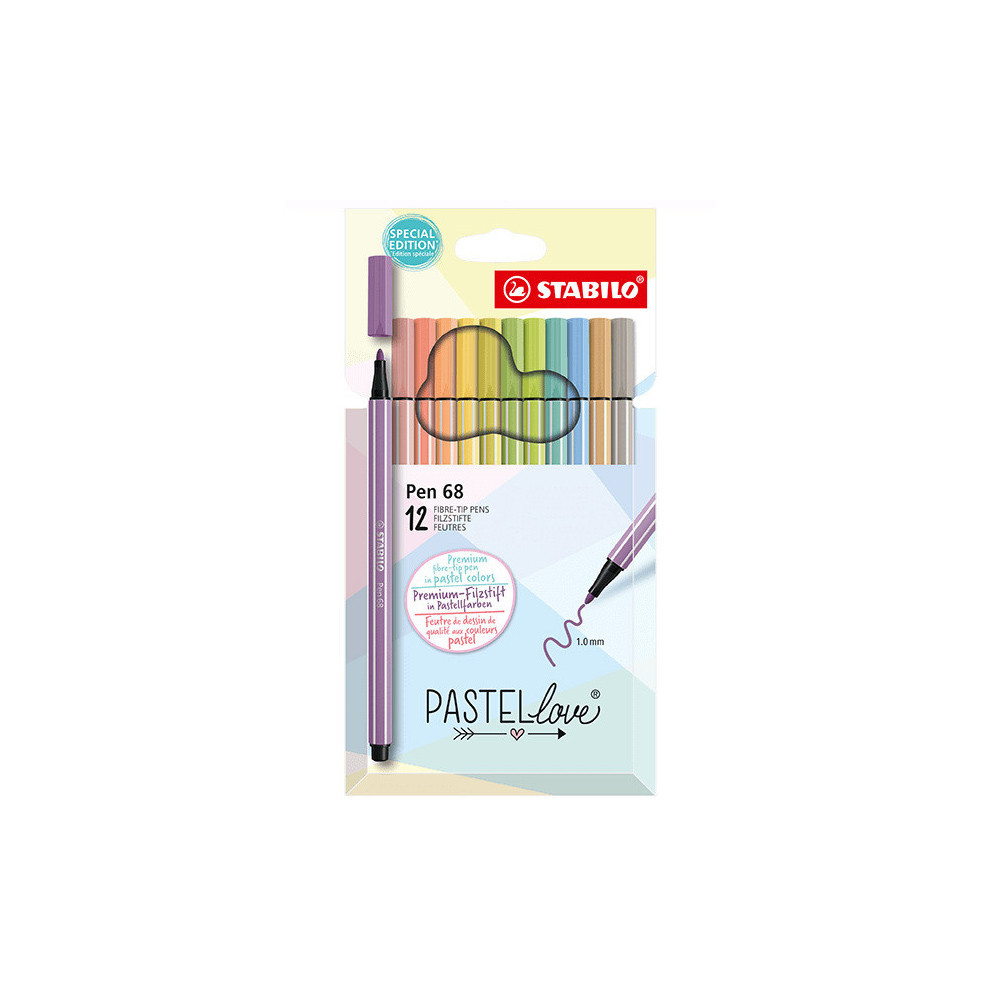 Set of felt-tip pens Pen 68 Pastellove - Stabilo - 12 pcs.
