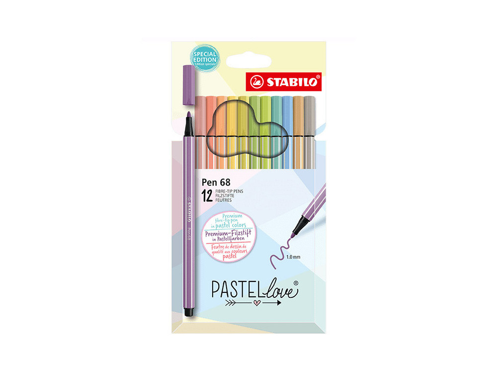 Set of felt-tip pens Pen 68 Pastellove - Stabilo - 12 pcs.