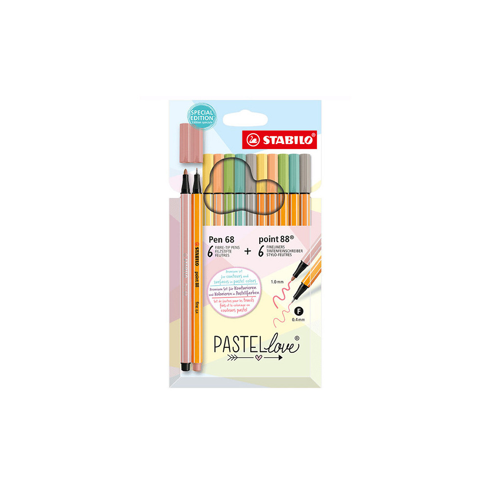Set of felt-tip pens Point 88 and Pen 68 Pastellove - Stabilo - 12 pcs.