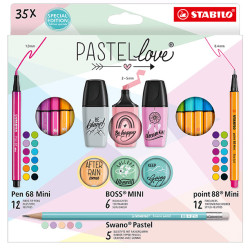 Set of Point 88, Pen 68 and Boss Mini, Swano Pastel, Pastellove - Stabilo - 35 pcs.