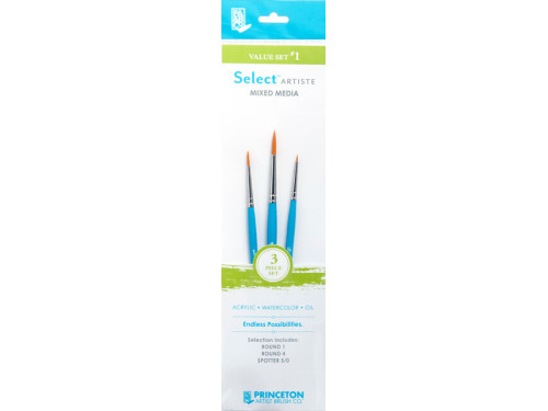 Synthetic Select Artiste brushes, Value Set 1 - Princeton - 3 pcs.