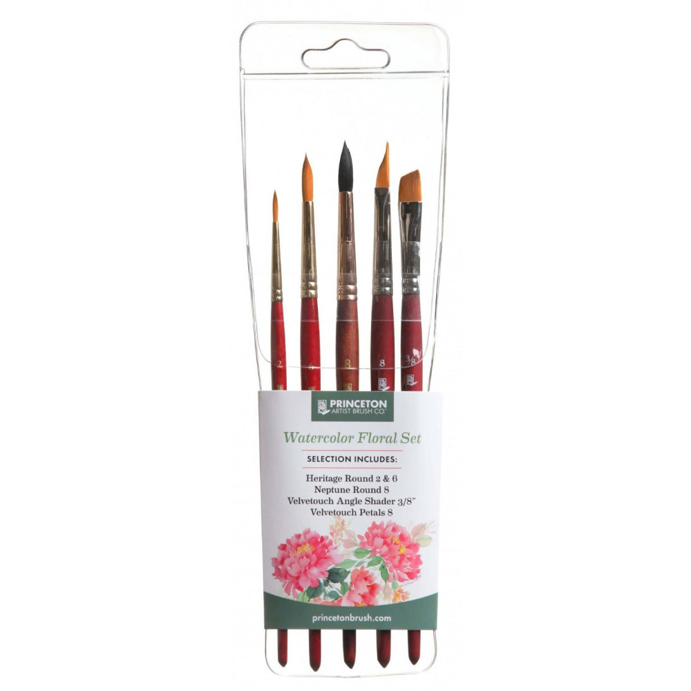 Set of synthetic Watercolor Floral brushes - Princeton - 6 pcs.