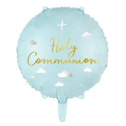 Balon foliowy, Holy Communion - niebieski, 45 cm
