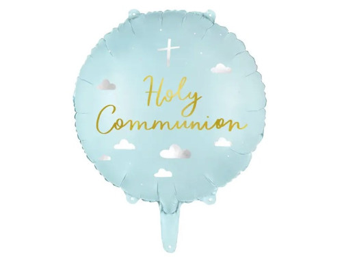 Balon foliowy, Holy Communion - niebieski, 45 cm