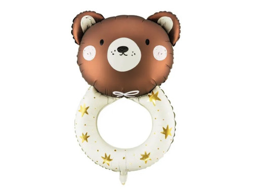 Foil balloon, Rattle Bear - brown, 61 x 88 cm