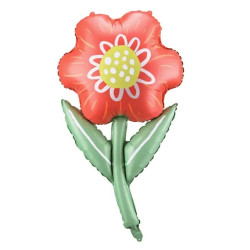 Balon foliowy, Kwiatek - czerwony, 53 x 96 cm