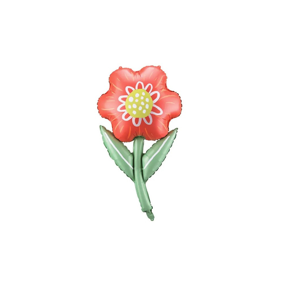 Balon foliowy, Kwiatek - czerwony, 53 x 96 cm
