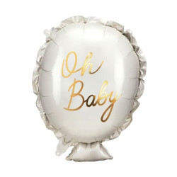 Balon foliowy, Oh Baby - biały, 53 x 69 cm