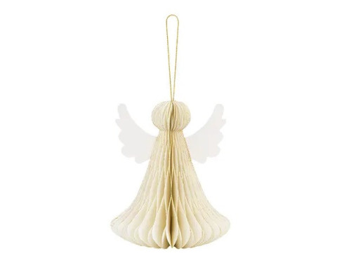 Paper honeycomb decoration, Angel - ivory, 15 cm