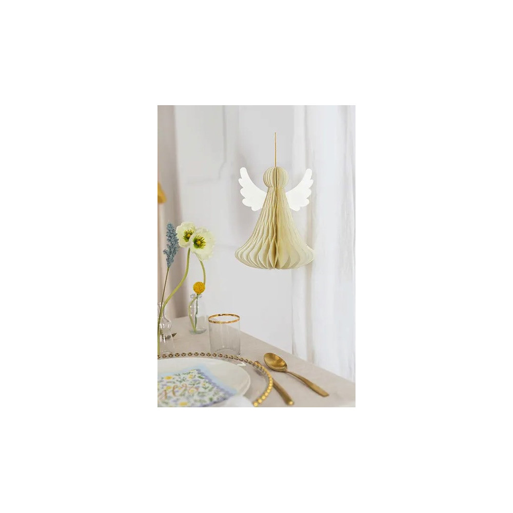 Paper honeycomb decoration, Angel - ivory, 15 cm