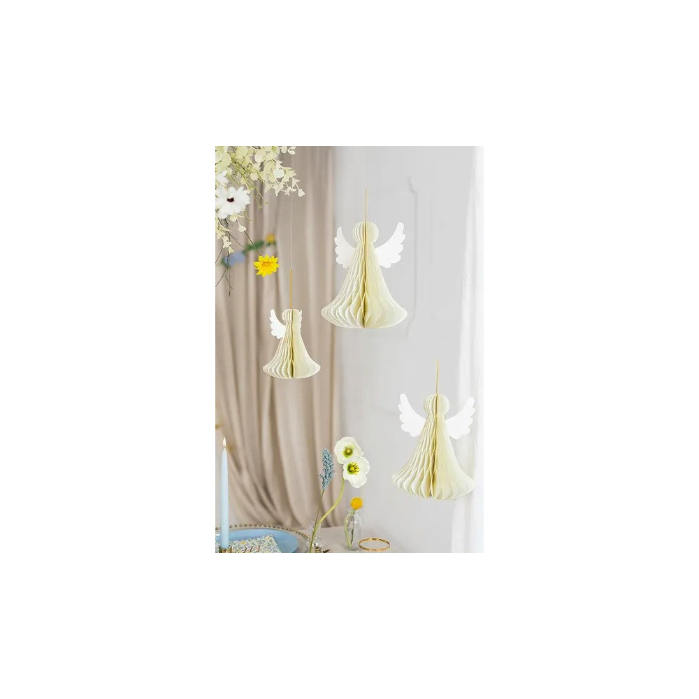 Paper honeycomb decoration, Angel - ivory, 24 cm