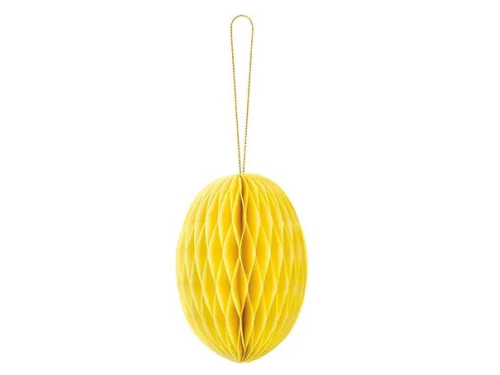 Paper honeycomb decoration, Egg - yellow, 12 cm