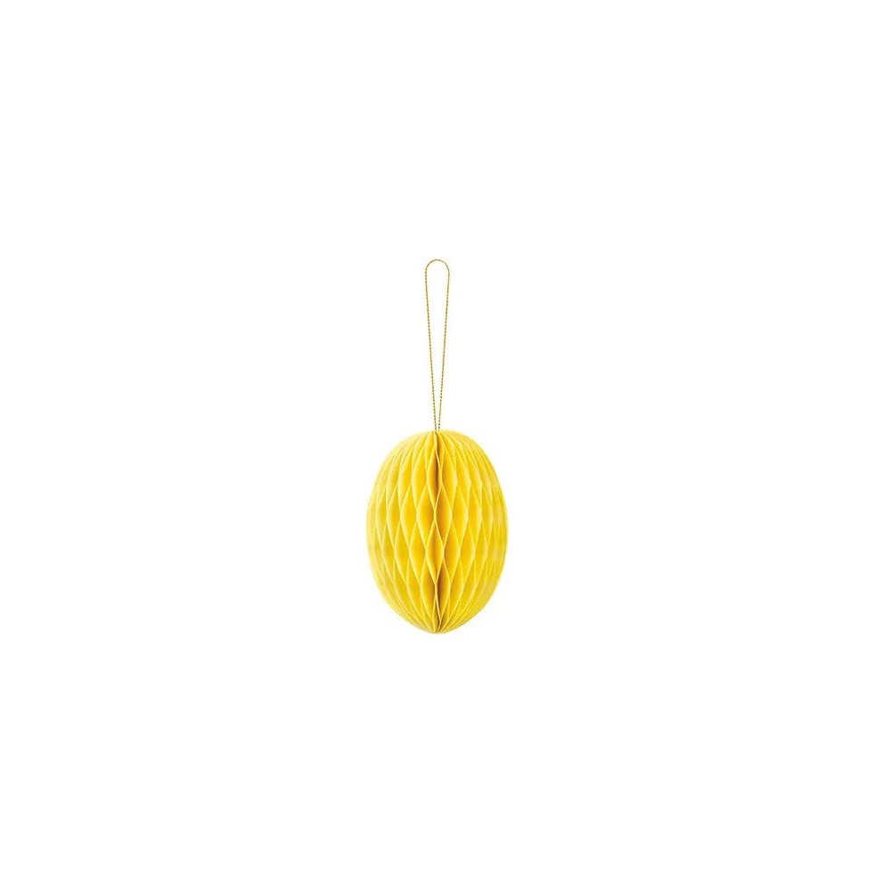 Dekoracja papierowa honeycomb, Jajko - żółte, 12 cm