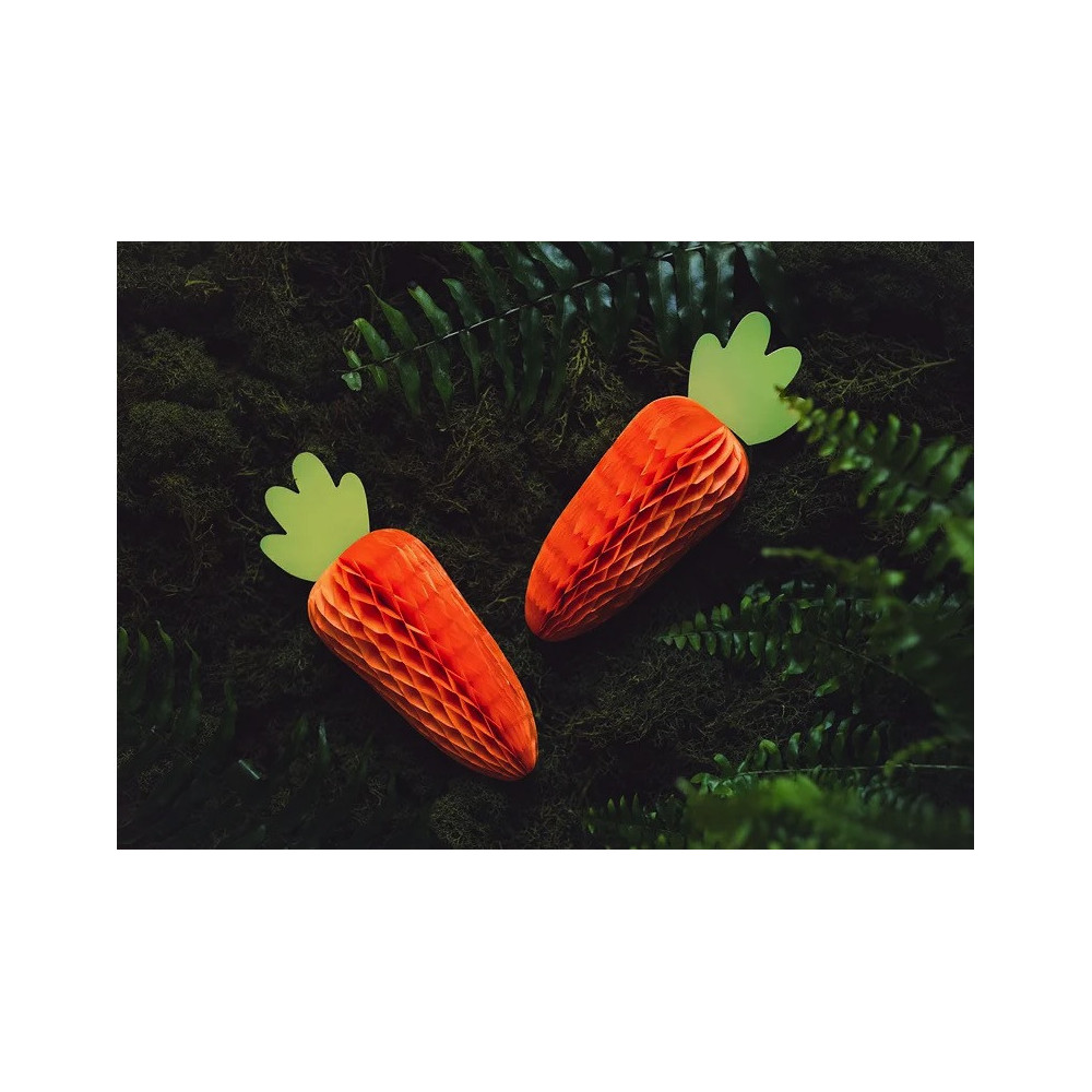 Paper honeycomb decoration, Carrot - orange, 20 cm