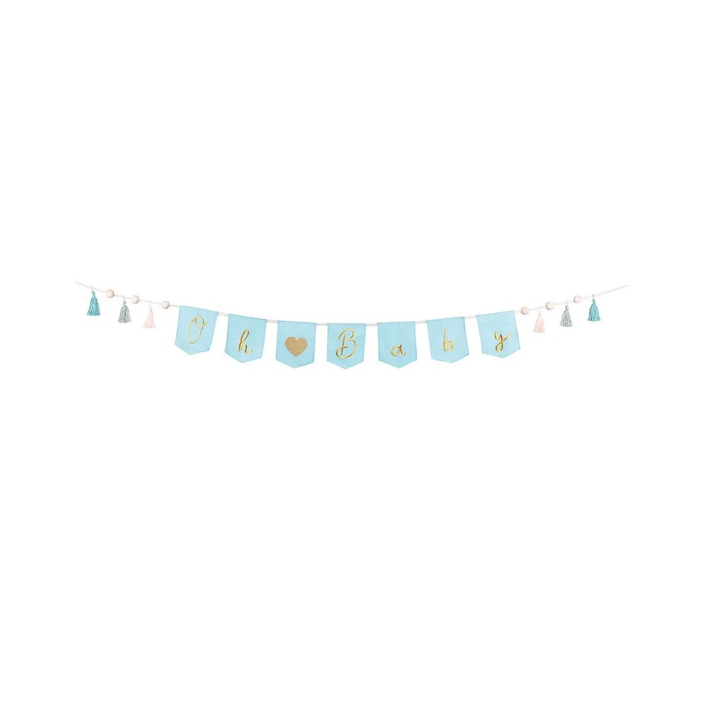 Fabric garland, Oh Baby - blue, 2,5 m