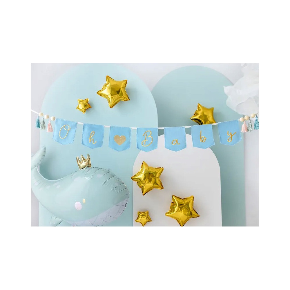 Fabric garland, Oh Baby - blue, 2,5 m