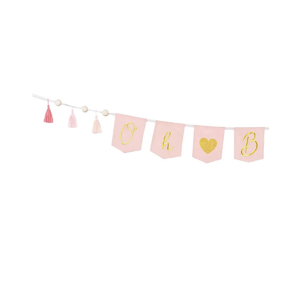 Fabric garland, Oh Baby - light pink, 2,5 m