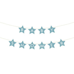 Star garland, Baby Shower - blue, 16,5 x 290 cm