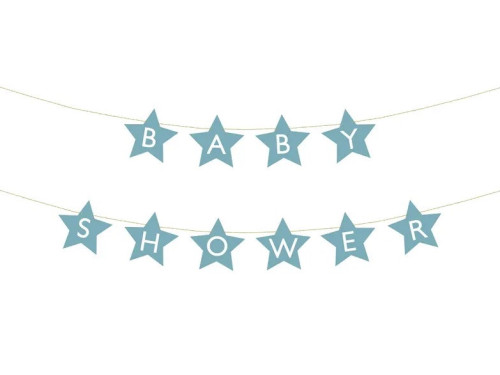 Girlanda z gwiazdkami, Baby Shower - niebieska, 16,5 x 290 cm