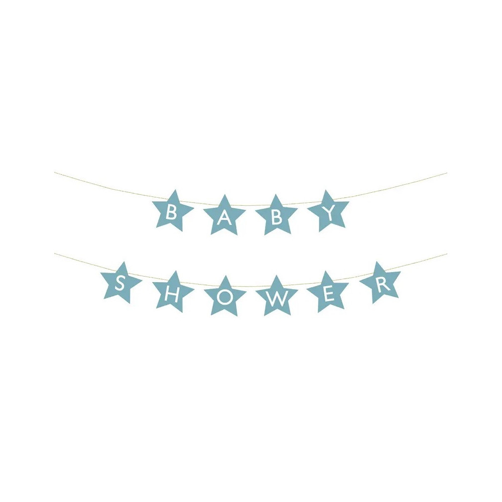 Girlanda z gwiazdkami, Baby Shower - niebieska, 16,5 x 290 cm