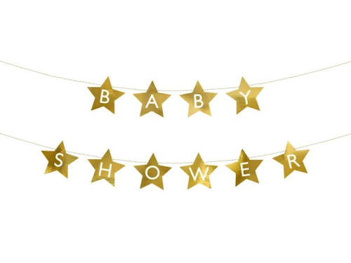 Star garland, Baby Shower - gold, 16,5 x 290 cm