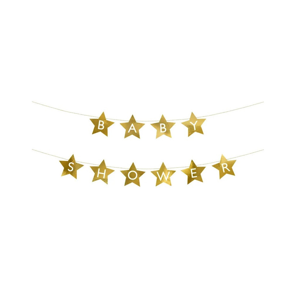 Girlanda z gwiazdkami, Baby Shower - złota, 16,5 x 290 cm