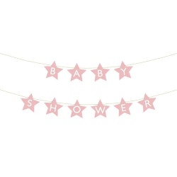 Star garland, Baby Shower - light pink, 16,5 x 290 cm
