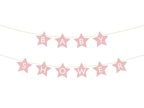 Star garland, Baby Shower - light pink, 16,5 x 290 cm