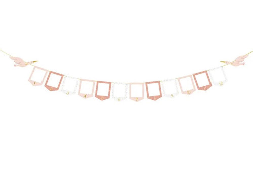 Photo frame Garland, Stork - pink, 15 cm x 3 m