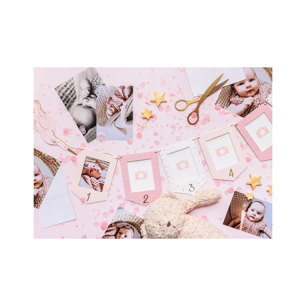 Photo frame Garland, Stork - pink, 15 cm x 3 m