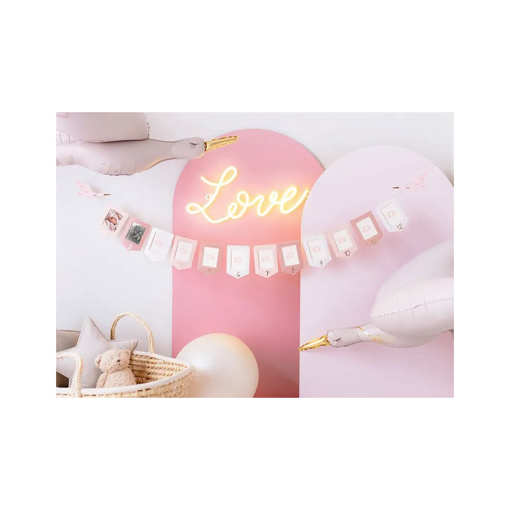 Photo frame Garland, Stork - pink, 15 cm x 3 m