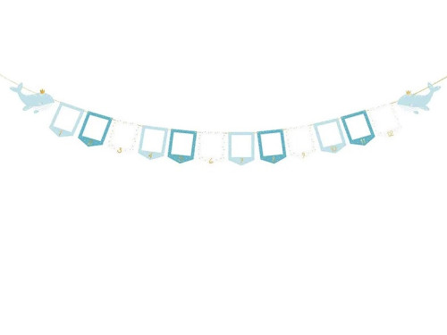 Photo frame Garland, Whale - pink, 15 cm x 3 m