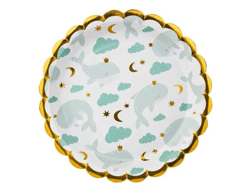 Paper plates, Whales - 18 cm, 6 pcs.