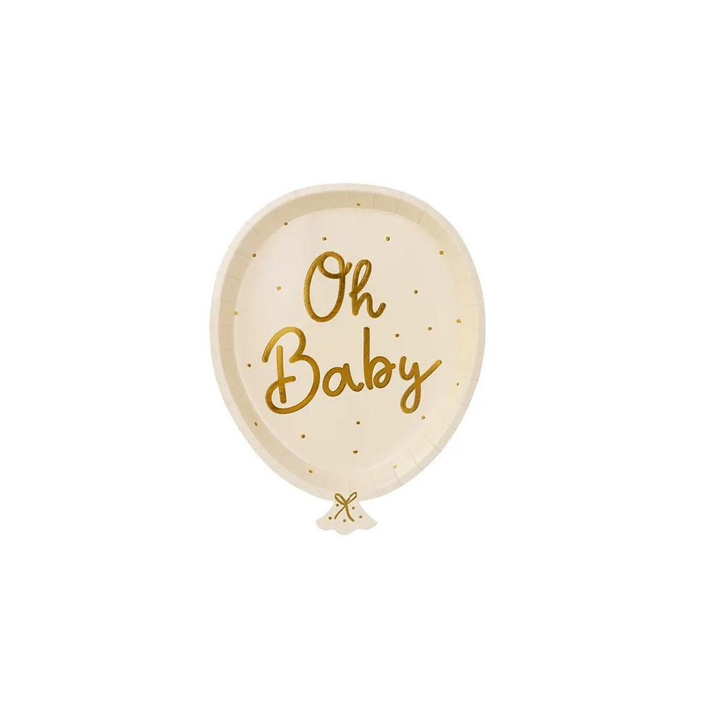 Paper plates balloons, Oh Baby - 18 cm, 6 pcs.