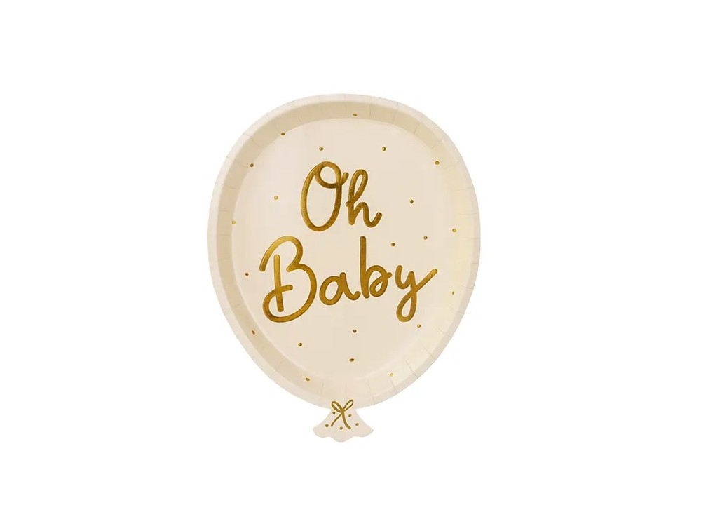 Paper plates balloons, Oh Baby - 18 cm, 6 pcs.