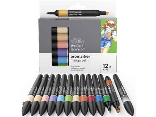 Zestaw Promarker  - Winsor & Newton - Manga set 1, 12 + 1 szt.