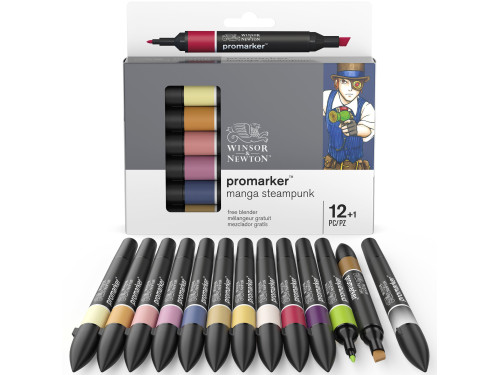 Zestaw Promarker - Winsor & Newton - Manga Steampunk, 12 + 1 szt.