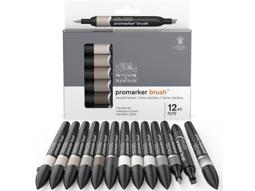 Promarker set - Winsor & Newton - Neutral tones, 12 + 1 pc.