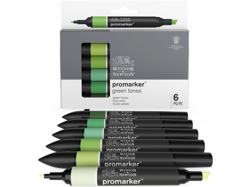 Promarker set - Winsor & Newton - Green Tones, 6 pcs.