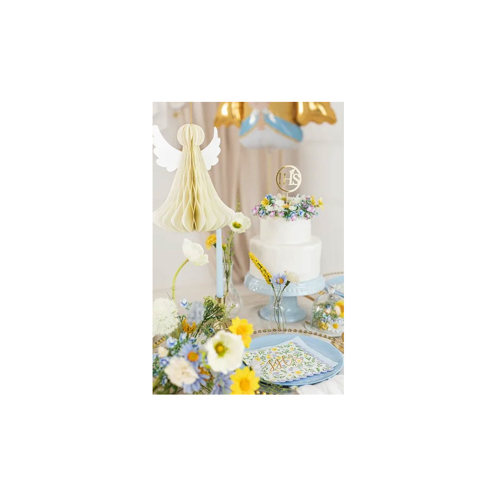 First Communion napkins, Flowers IHS - white, 20 pcs.