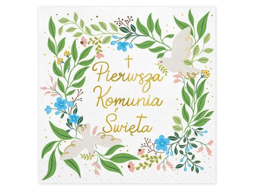 First Communion napkins, Pierwsza Komunia Święta - white, 20 pcs.