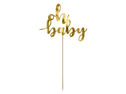 Cake topper, Oh Baby - gold, 25 cm
