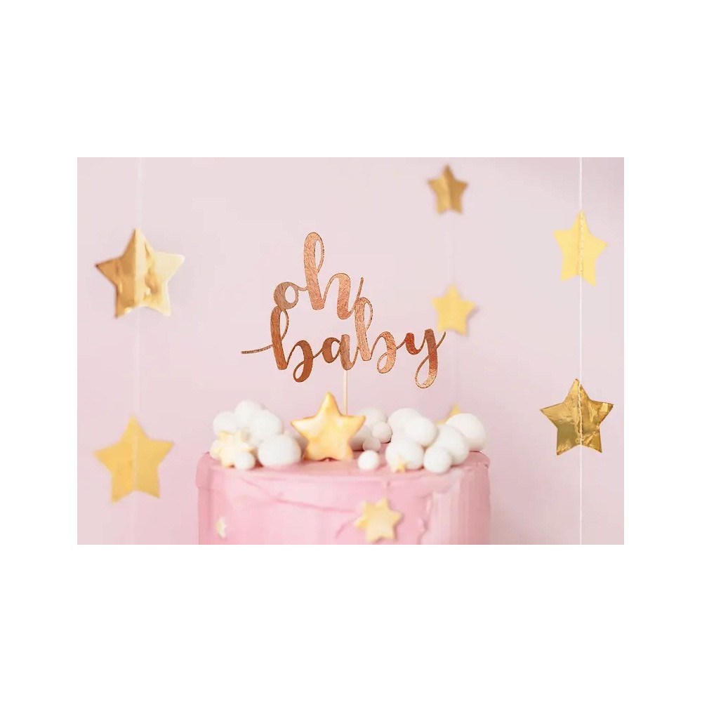 Cake topper, Oh Baby - rose gold, 25 cm