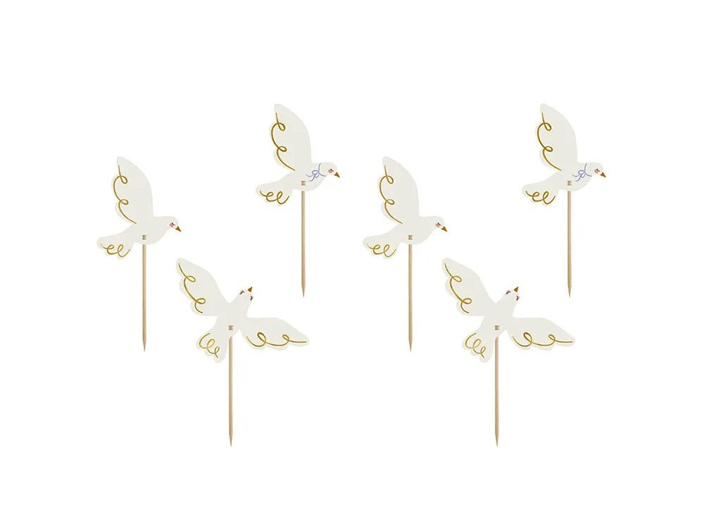 Toppery do muffinek, Gołębie - białe, 14,5 cm, 6 szt.