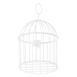 Decorative bird cage, hanging - white, 24 cm