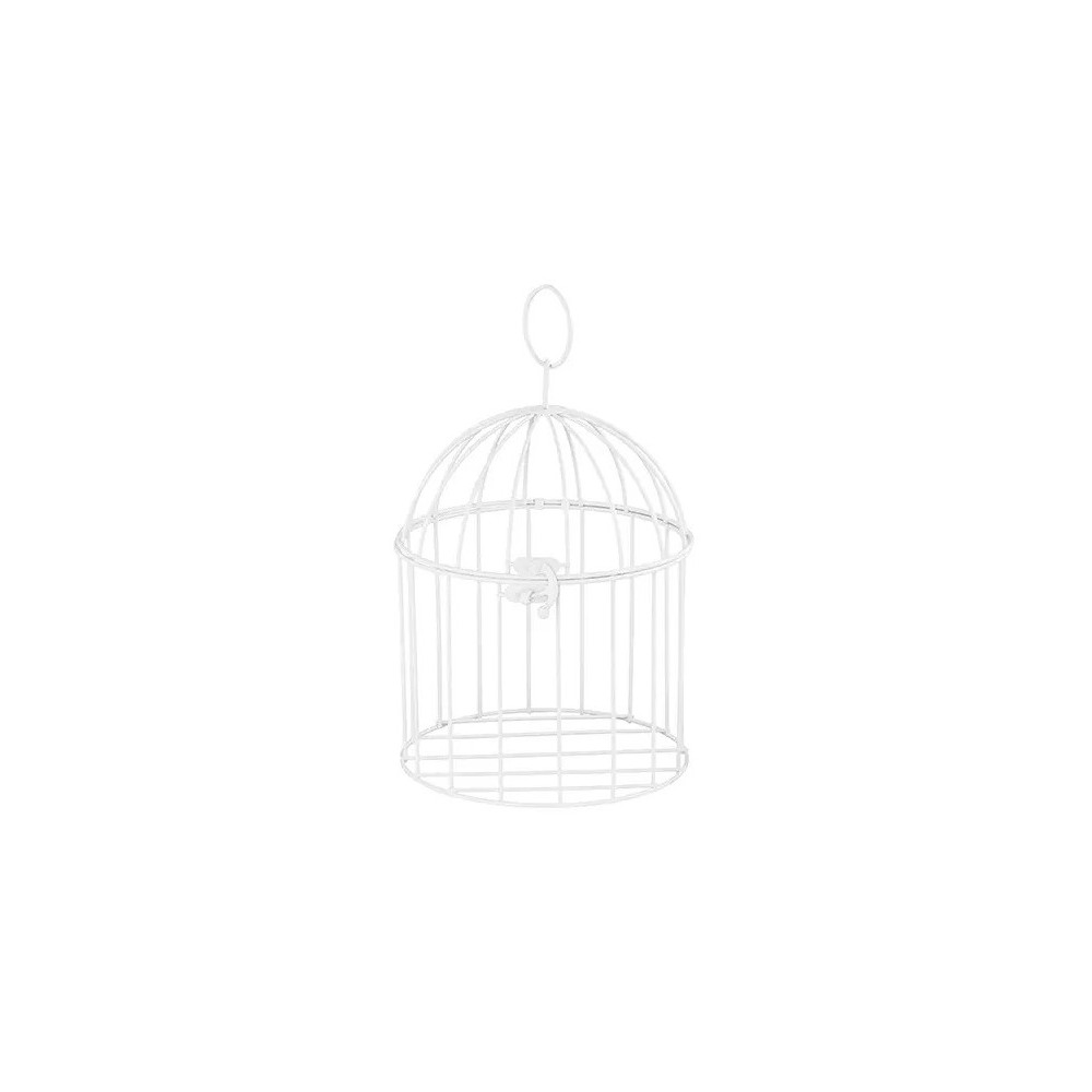 Decorative bird cage, hanging - white, 24 cm